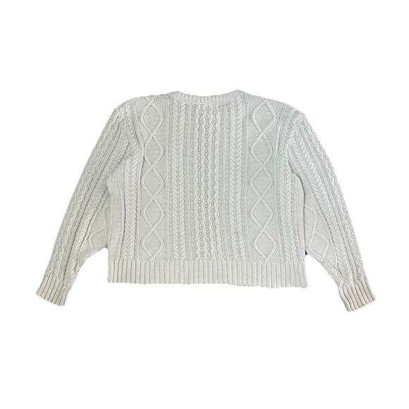 Vintage LL Bean Cream Cable Knit Chunky Sweater 100% Cotton Women’s Size L - Picture 6 of 6